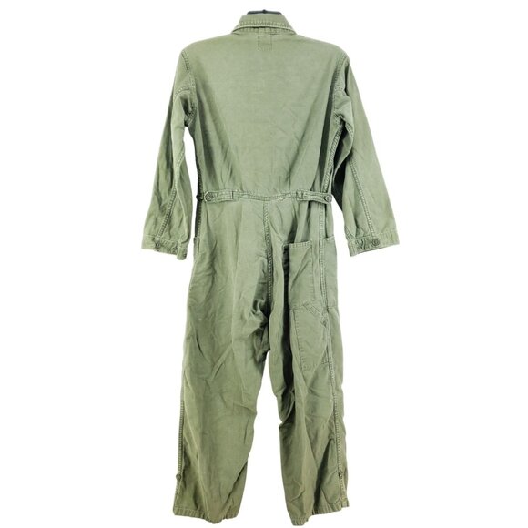 Vintage Green Mens Medium Cotton Twill Coveralls With Button Closure - Picture 2 of 11